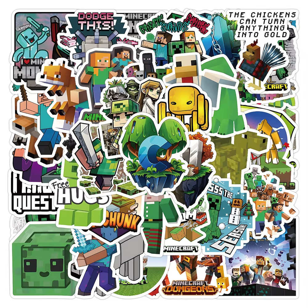 50PCS Minecraft Stickers Waterproof Vinyl Laptop Phone Tablet Water Bottle Decal