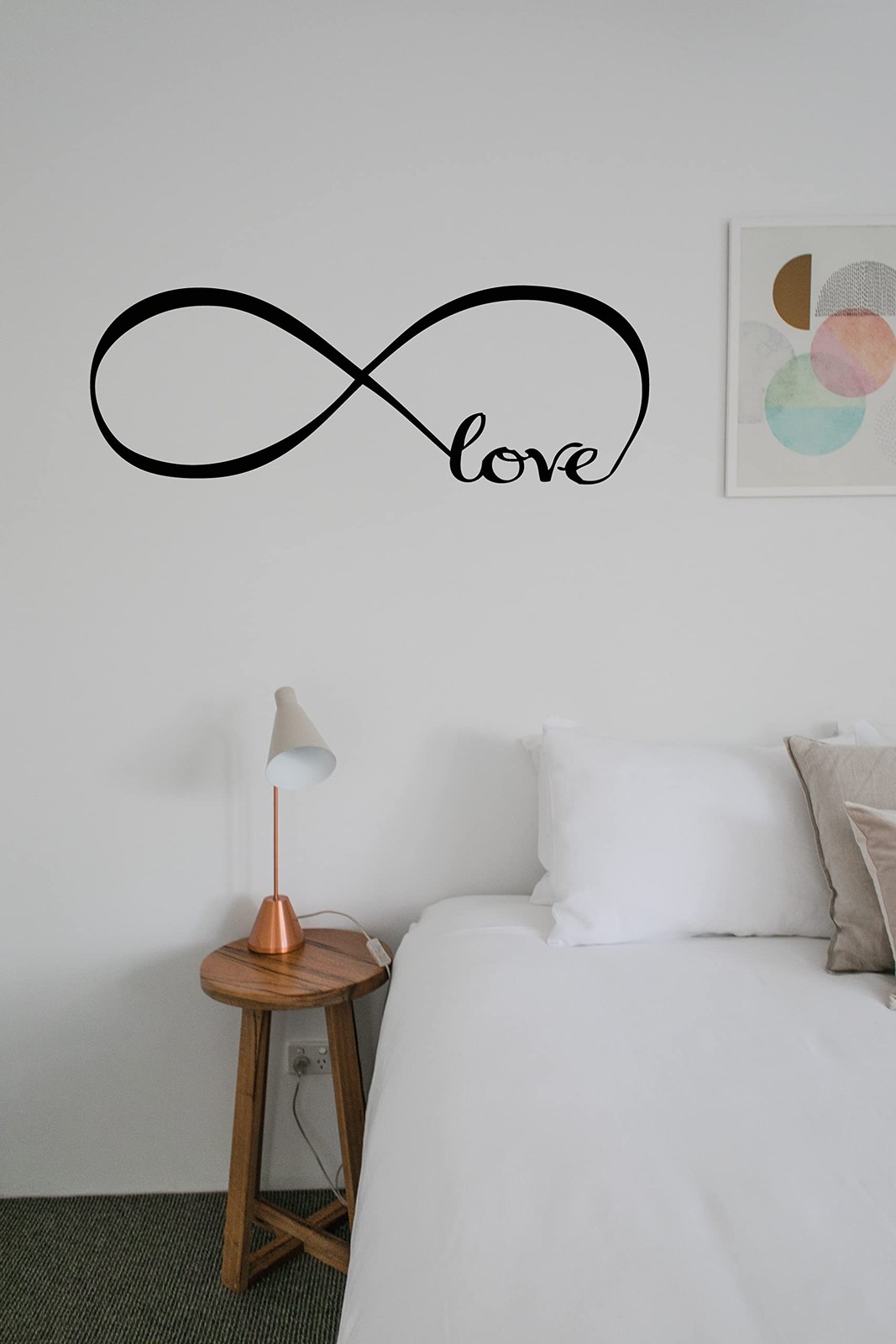 Wall Stickers Bedroom Decor Infinity Symbol Word Love Vinyl 7" X 22", Black