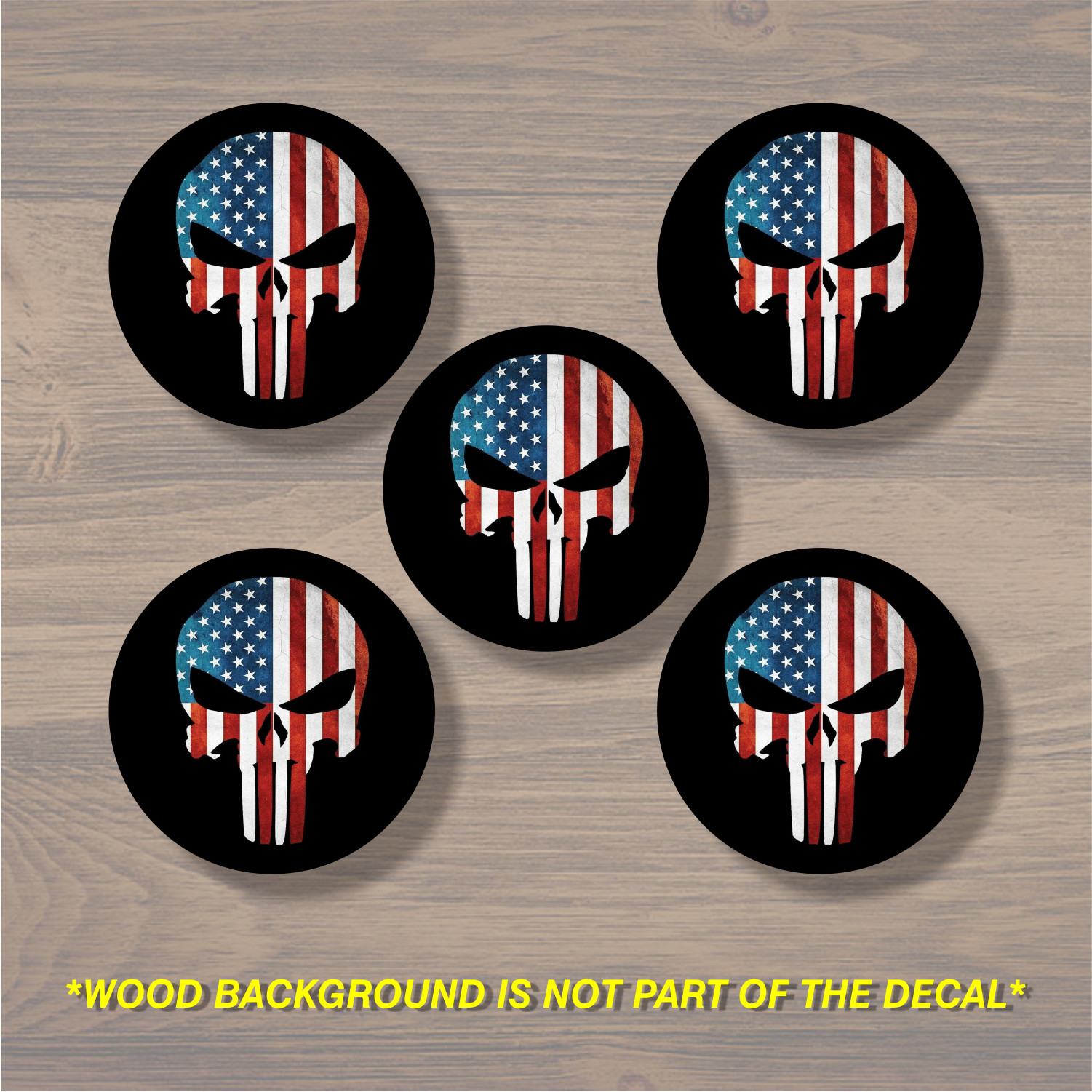Punisher Wheel Center Cap Overlay x5, Vinyl Decal Sticker