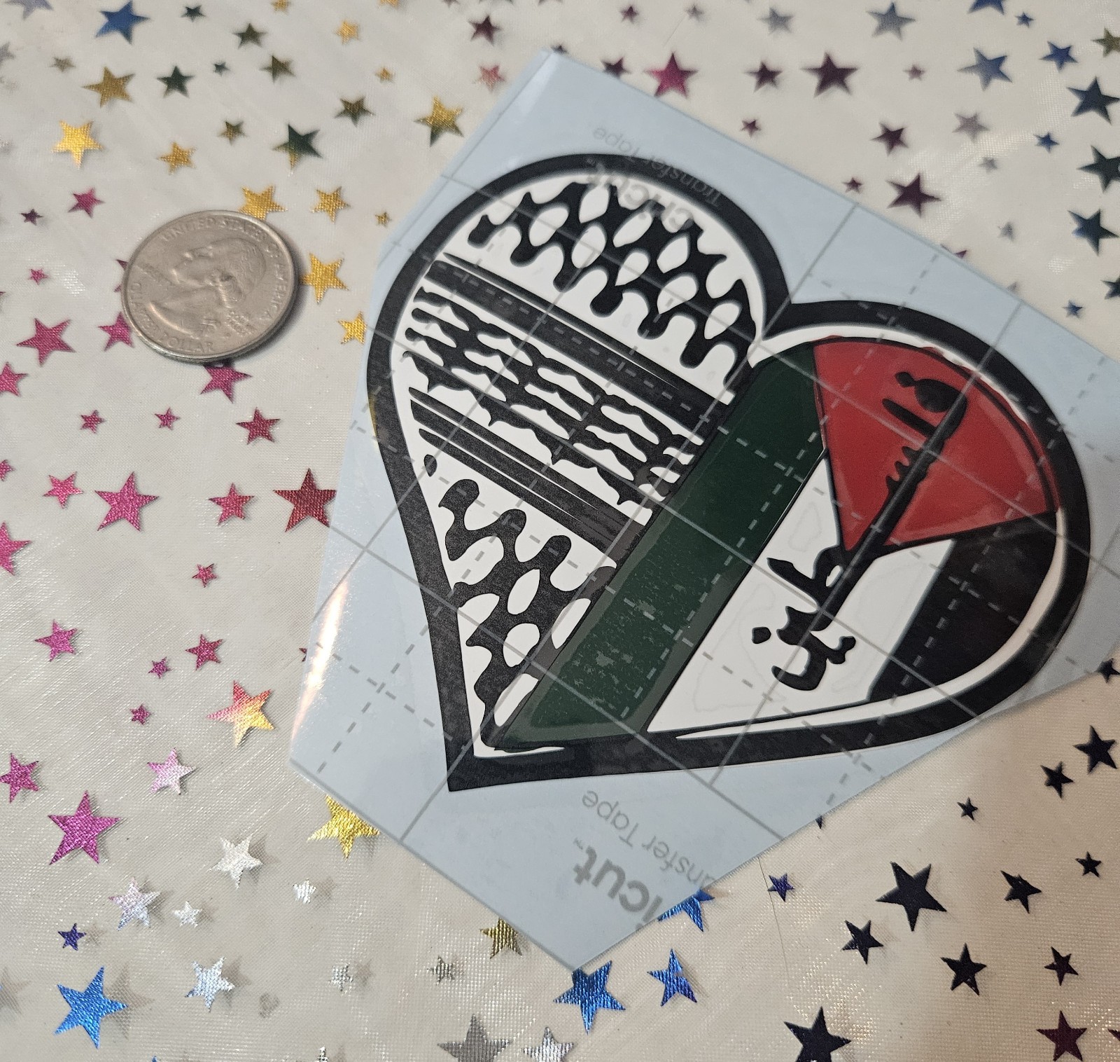Handmade Free Palestine Heart Vinyl Sticker Decal