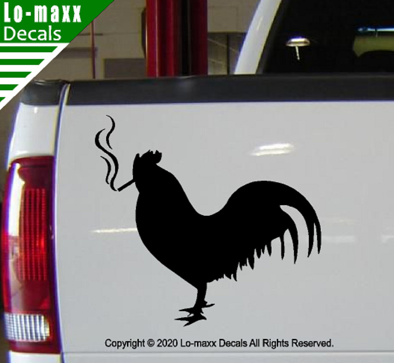 Smoking Chicken Rooster Country Farm Truck Car Funny Novelty Die Cut Vinyl Decal