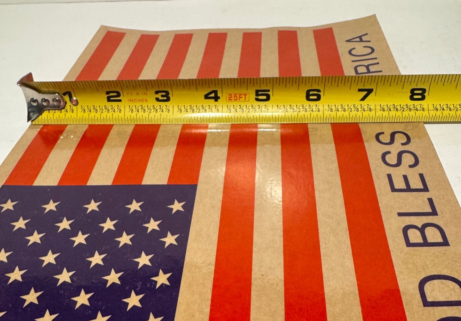God Bless America Flag Clear Sticker 11 3/4" x 7 7/8"