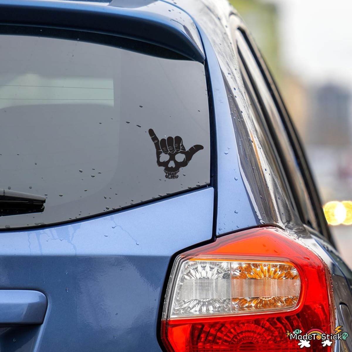 Shaka Skull Hand Aloha Surf Skeleton Sticker Decal 5"x4.5"