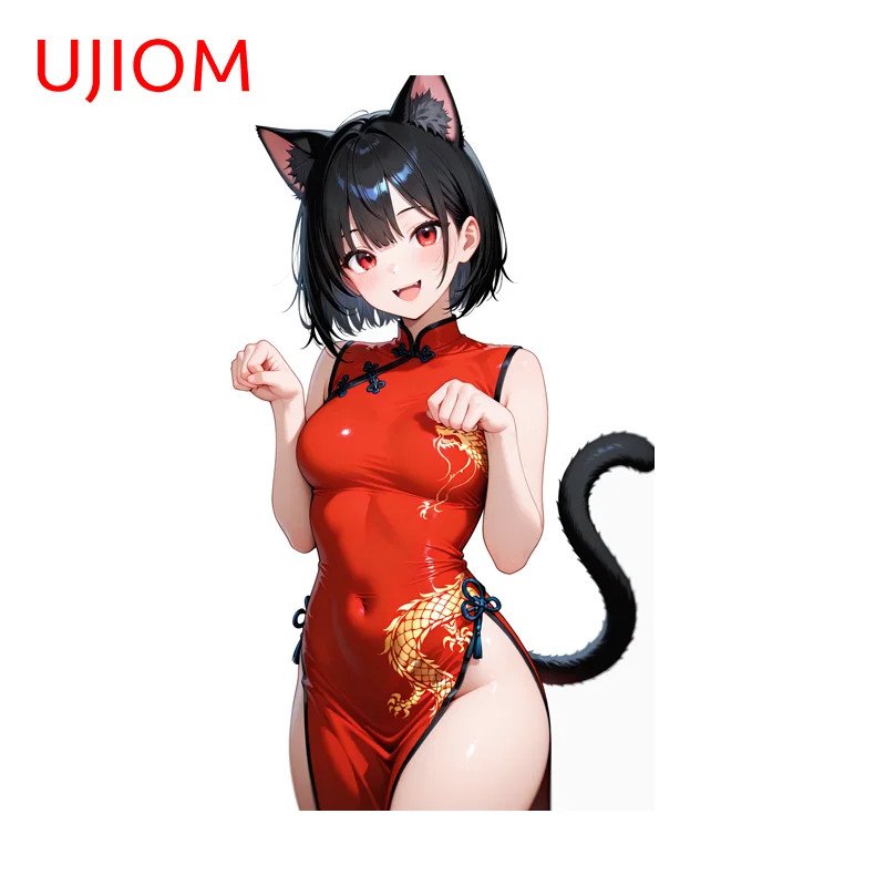 UJIOM Seductive Cheongsam Cat Girl Picture Wall Sticker Fashionable Decal