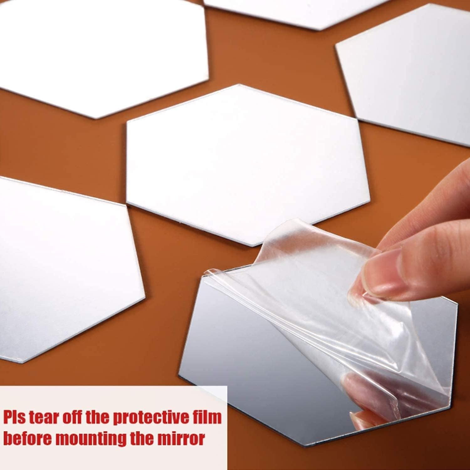 24 Pieces Removable Acrylic Mirror Setting 12.6 x 11 x 6.3 cm, Silver
