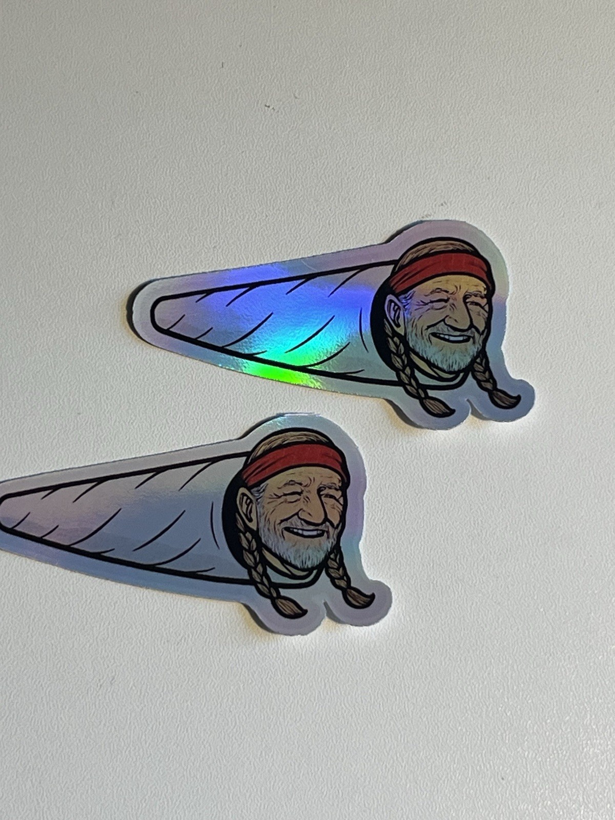 Willie Nelson Rolled Joint 3 Inch Waterproof Holographic Sticker