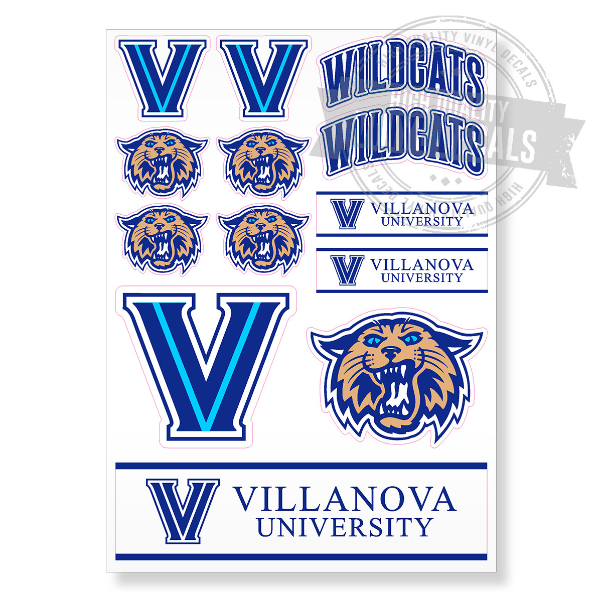 Villanova University NCAA Wildcats A4 High Quality Printed Vinyl Decal Sticker