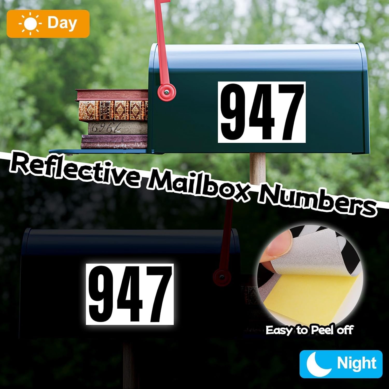 Reflective Number Stickers, 6 Sets 4 Inch Vinyl 4 Inch, Black Mixed 60 Pcs
