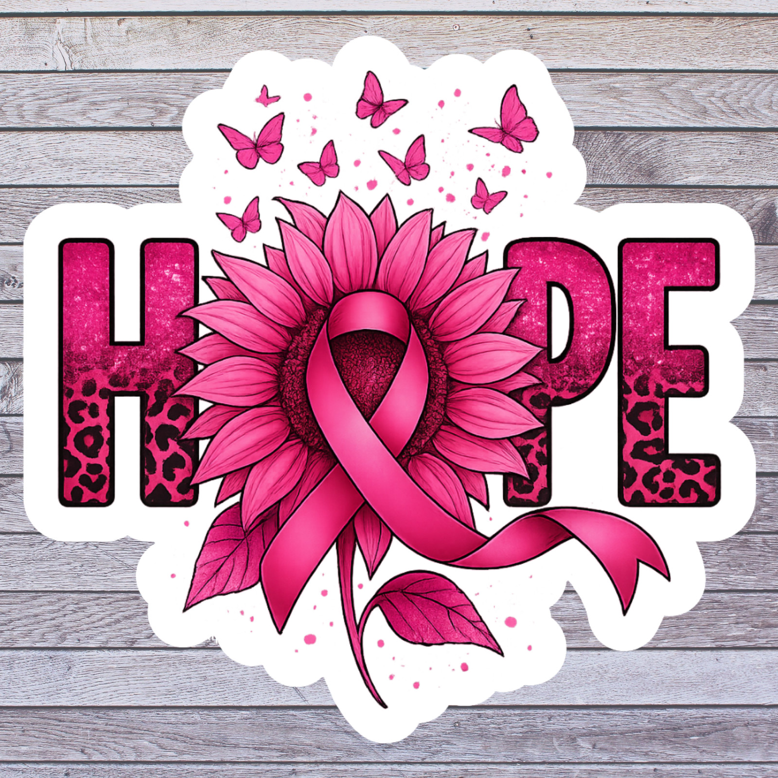 Cancer sticker vinyl decal awareness support breast cancer hope sunflower pink