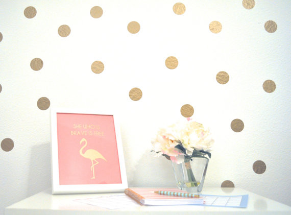 180 Polka Dots Gold Vinyl Triangle Wall Decals Circle Stickers Nursery Room
