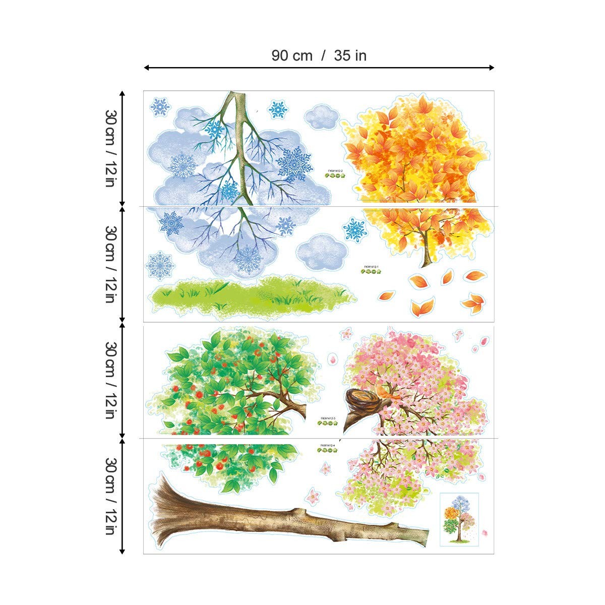 Four Seasons Tree Wall Stickers Removable Vinyl Wall Decals Art Decor for Bed…