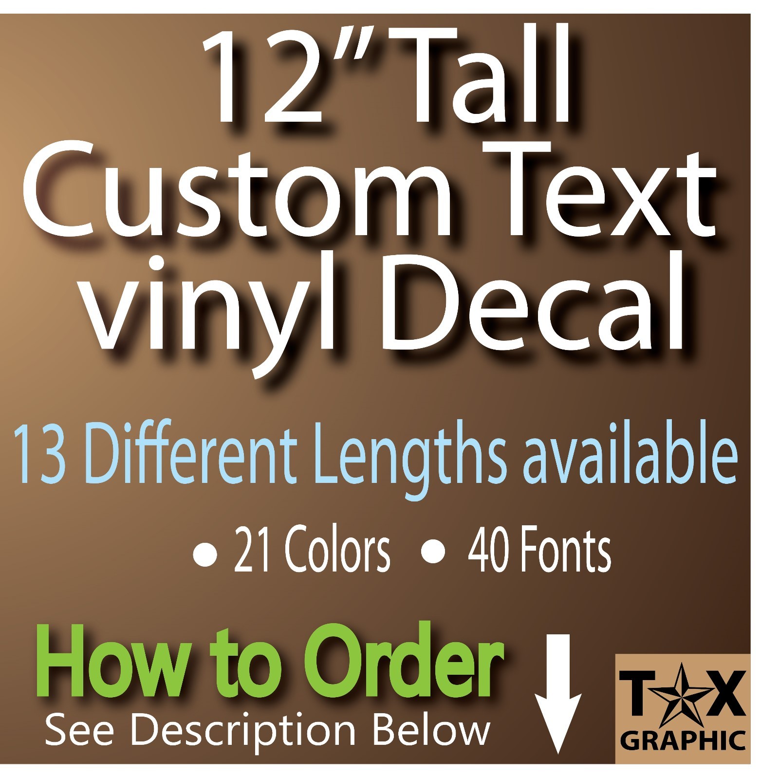 12" TALL CUSTOM Vinyl Lettering Decal Personalized Sticker Window Wall Text