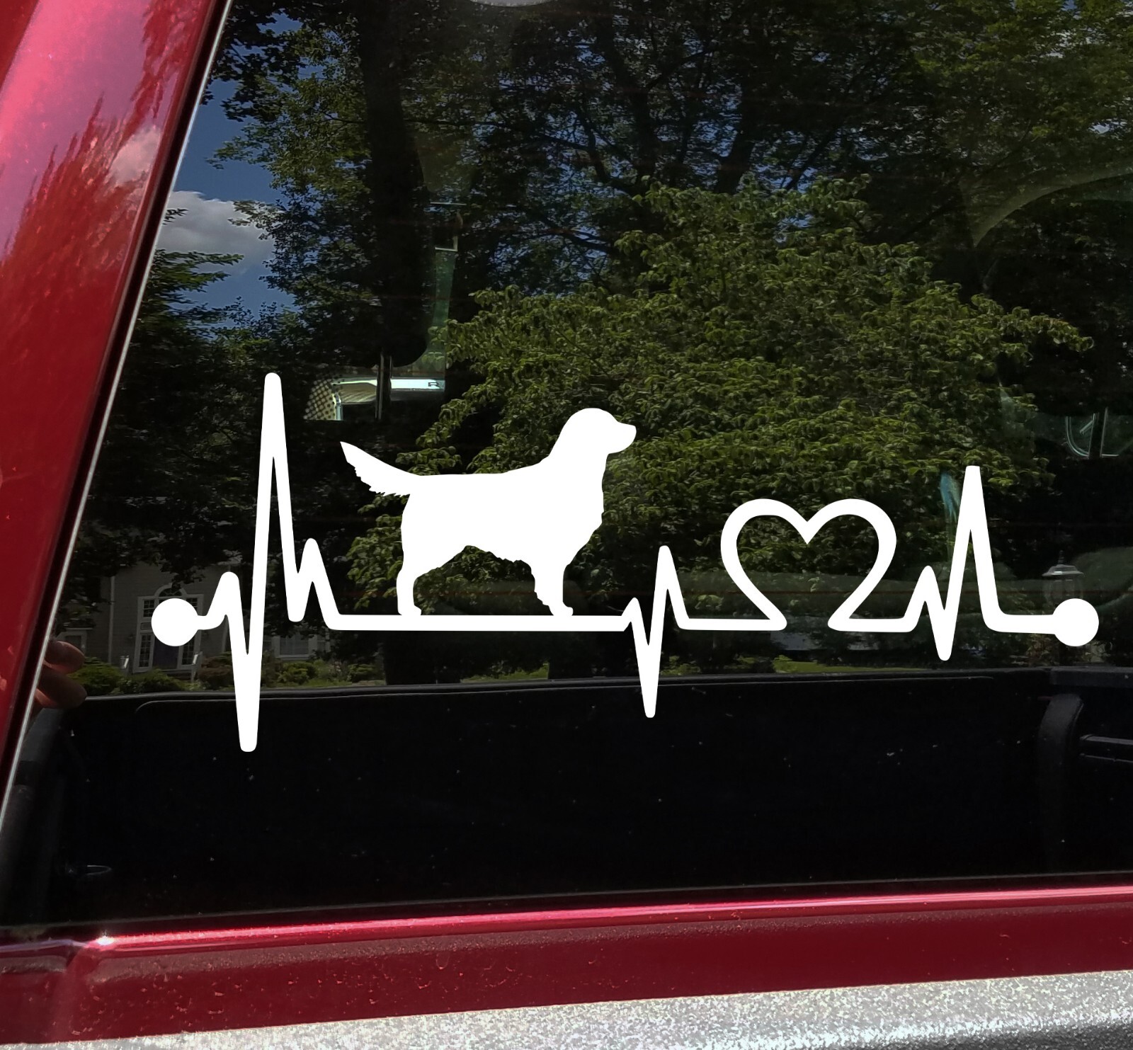Golden Retriever Heartbeat Vinyl Decal | Heart Love Dog Puppy | Die Cut Sticker