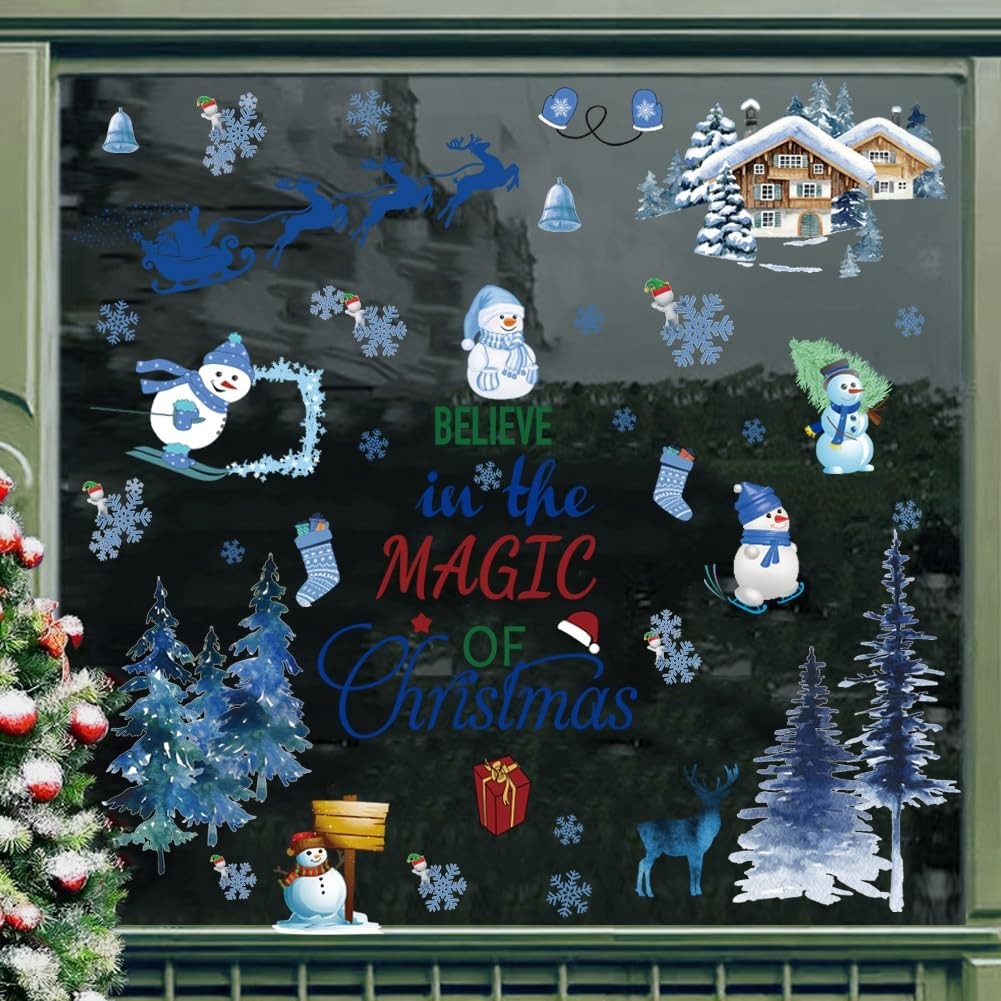 Christmas Wall Decals Santa Claus Tree Vinyl Sticker Holiday Decor for Home