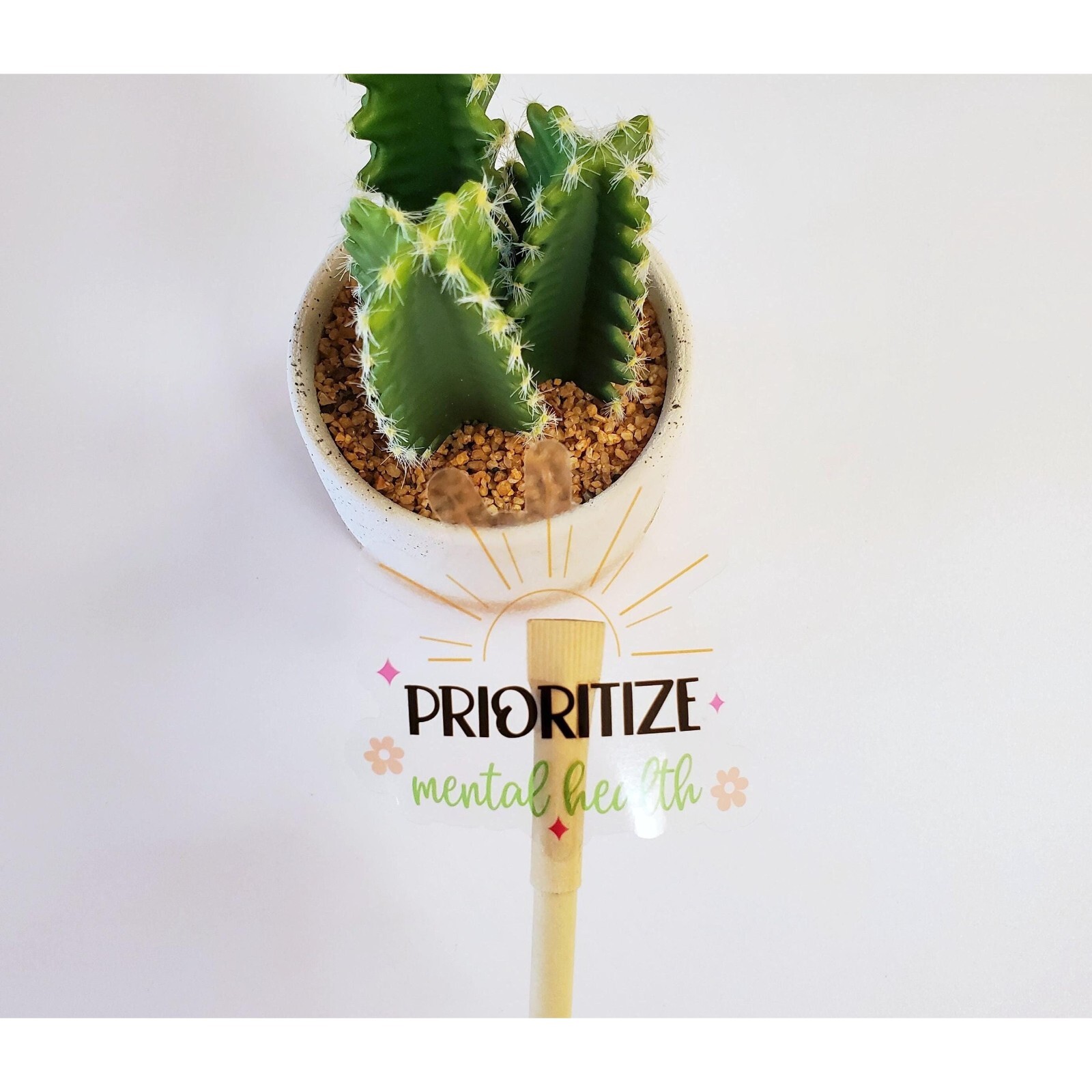 Prioritize Mental Health Vinyl Sticker | Clear Transparent Vinyl