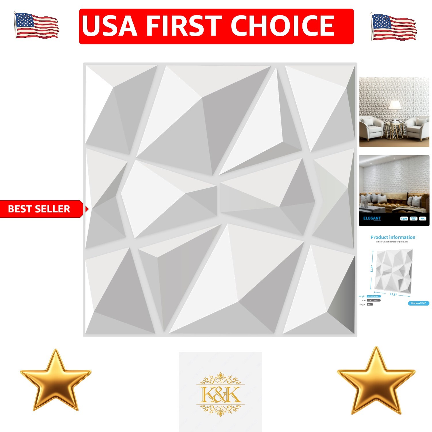 Lightweight Fire-Resistant 3D Wall Panels in Matte White – 32 Sq Ft Coverage