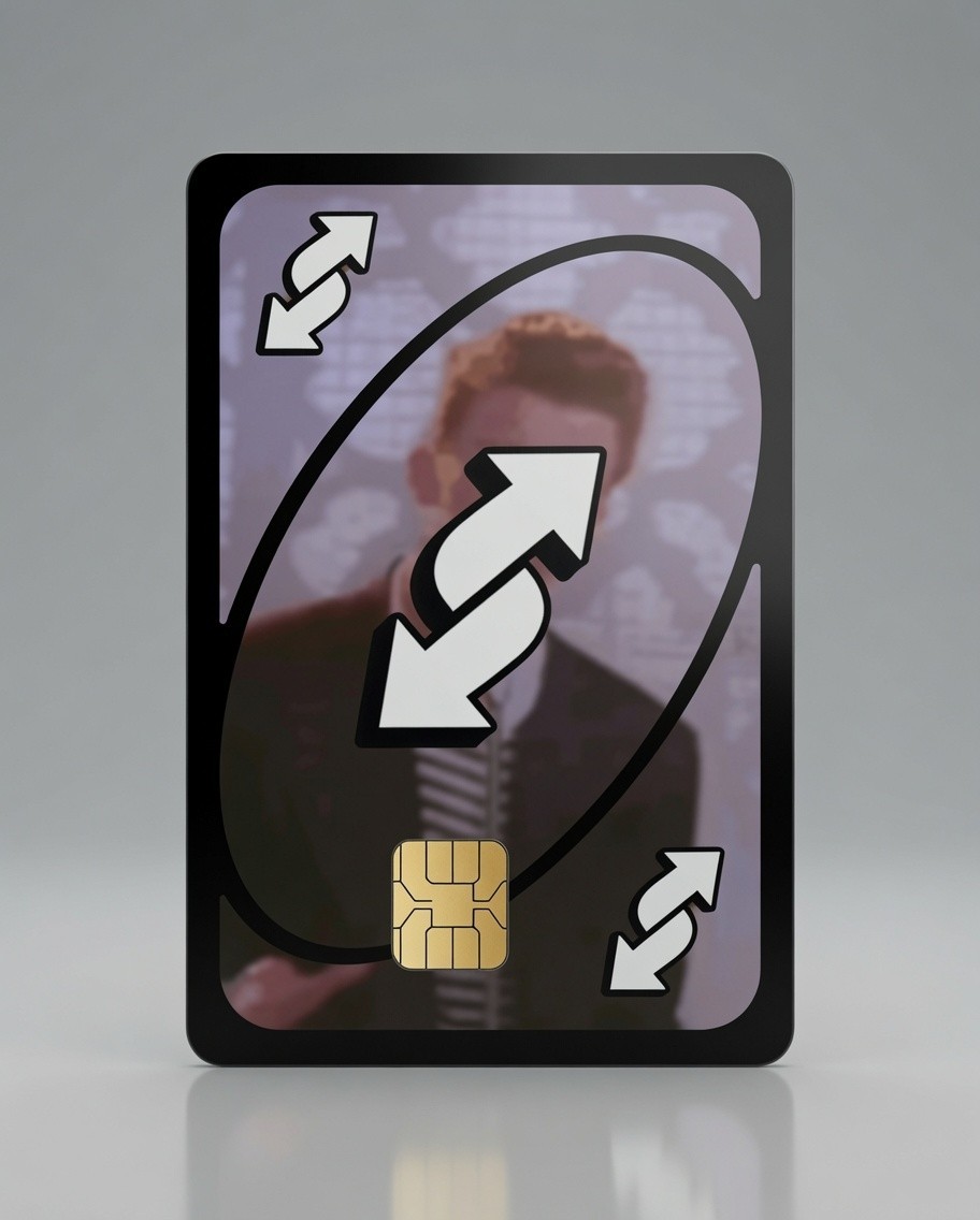 UNO Reverse Rick Roll Meme Card Debit Card Credit Card Skin Vinyl Sticker