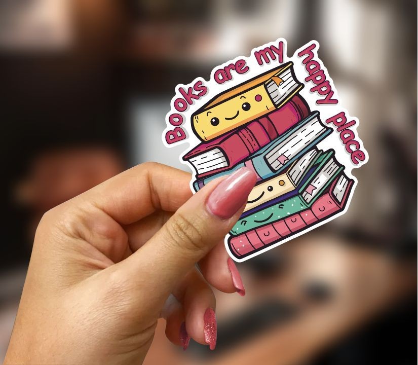 Books are my Happy Place Sticker, Peel N' Stick, Different Sizes