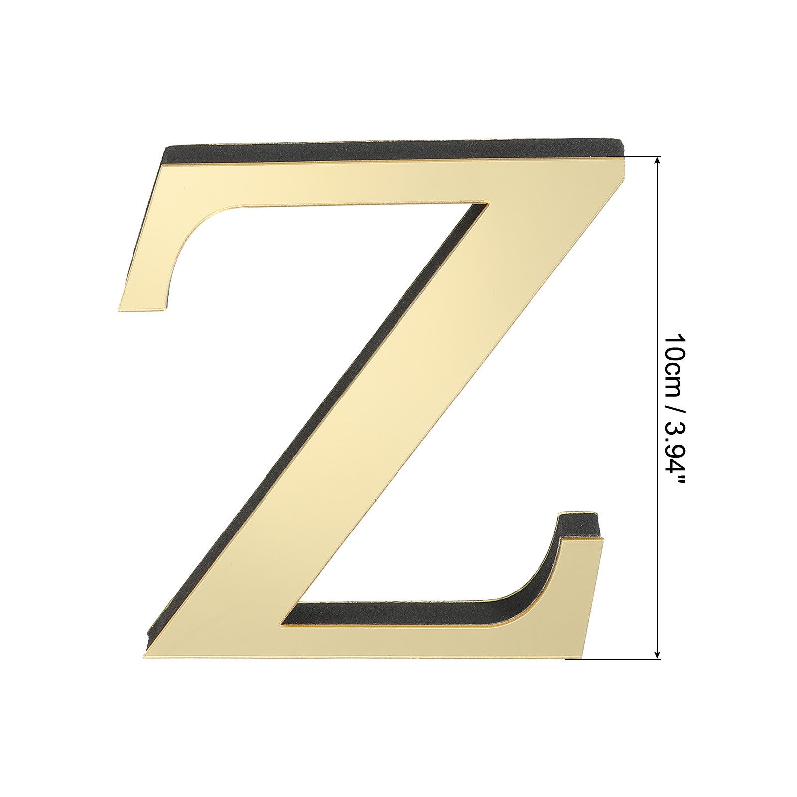 3D Acrylic Alphabet Mirror Wall Stickers Letter Z Self-Adhesive Light Gold