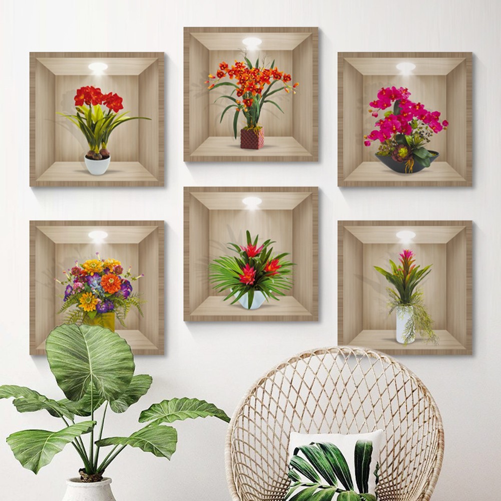 PVC 3D Vintage Flower Wall Stickers Multicolor for Living Room Bedroom