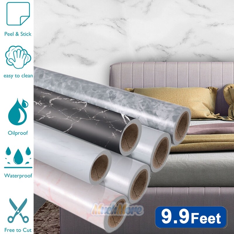 9.9ft Marble Granite PVC Wallpaper Vinyl Wrap Film Peel & Stick Home Kitchen USA