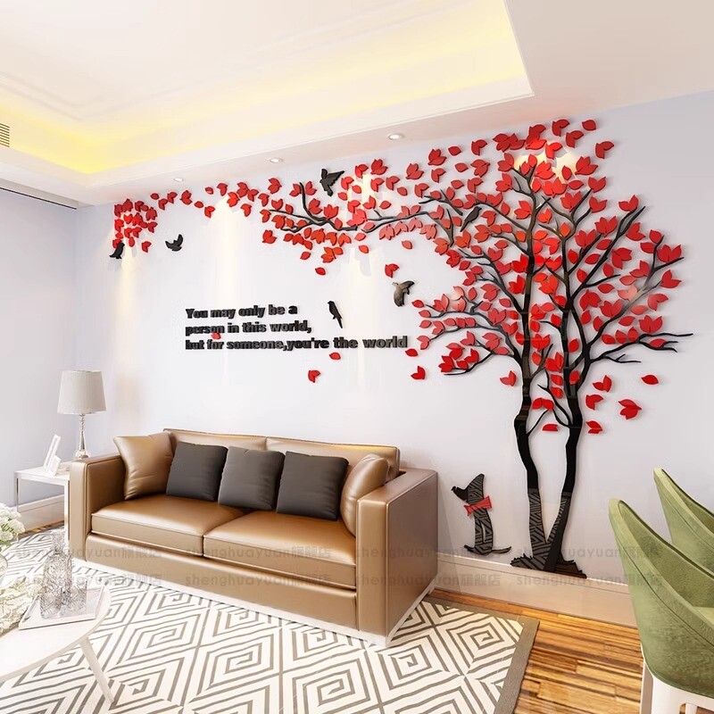 3D Flower Tree Wall Sticker Home Room DIY Art Decor Decal Romantic Acrylic Mural