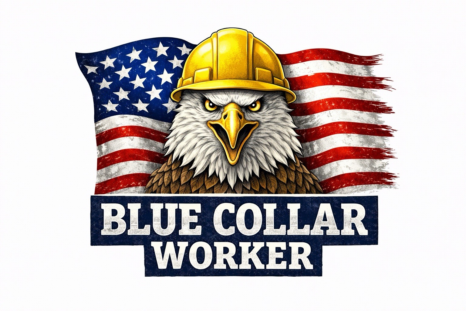 Blue Collar Worker Sticker Working Class Eagle Patriotic 3 Inch Hard Hat UV DTF