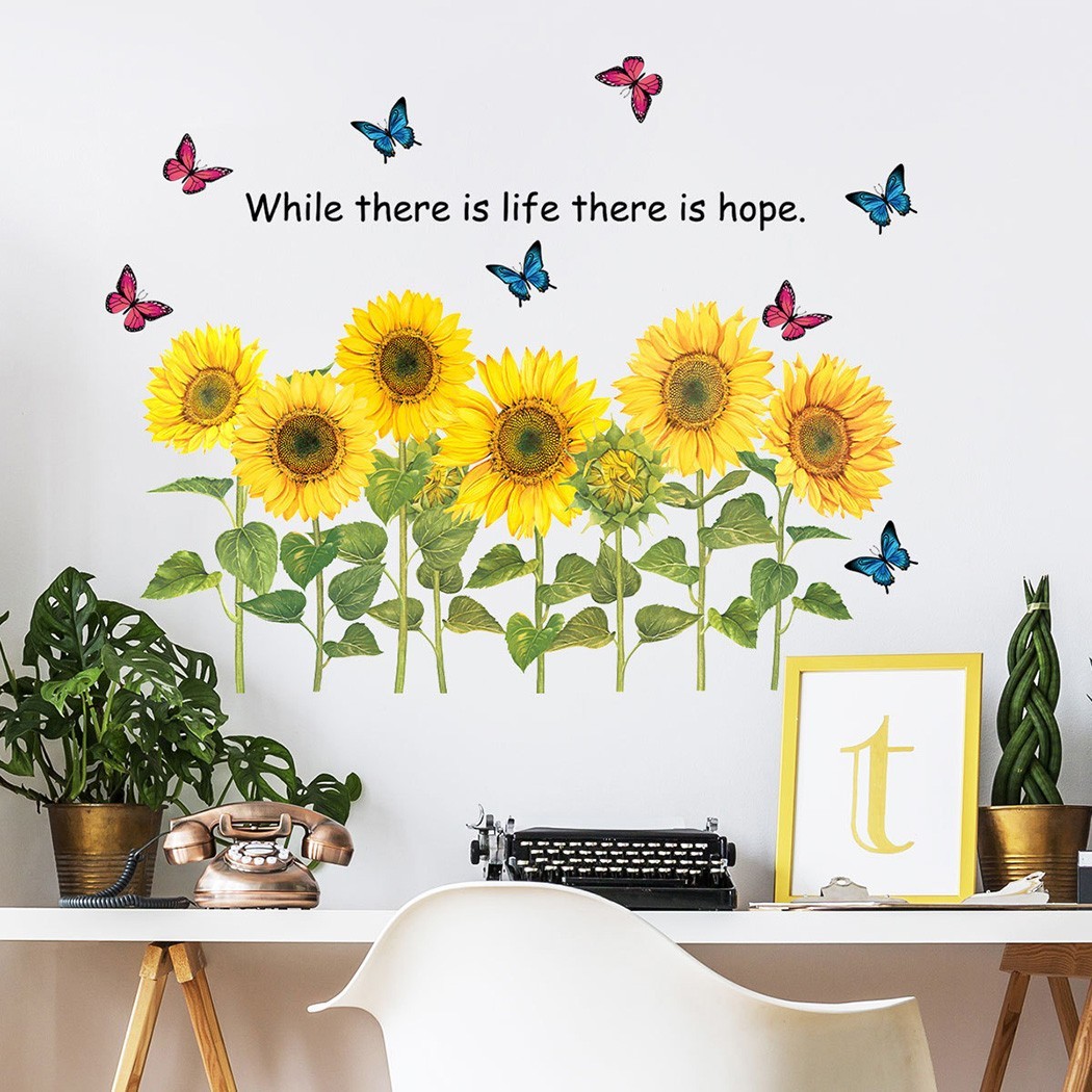 Fashionable Removable Sunflower Wall Sticker Flower Decor Waterproof Decals
