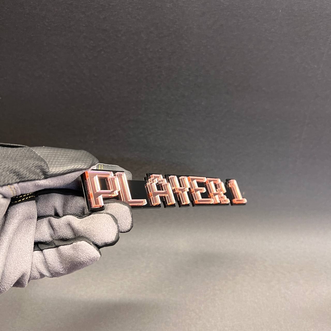 1x PLAYER 1 Custom Text 3D Acrylic Car Emblem Badge Multicolor Fender Decal