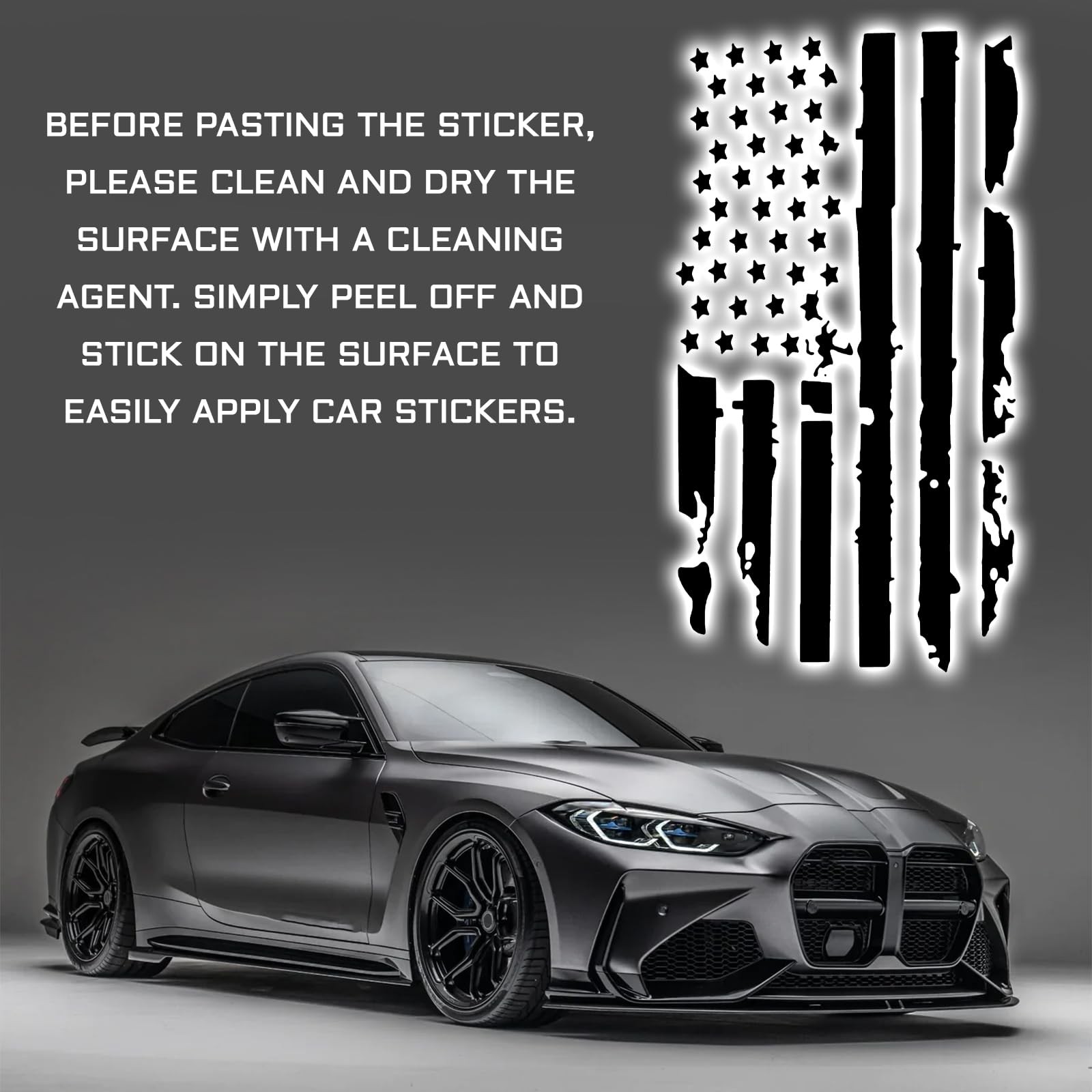 Distressed American Flag Car Hood Decal Vinyl Waterproof Sticker for Jeep,