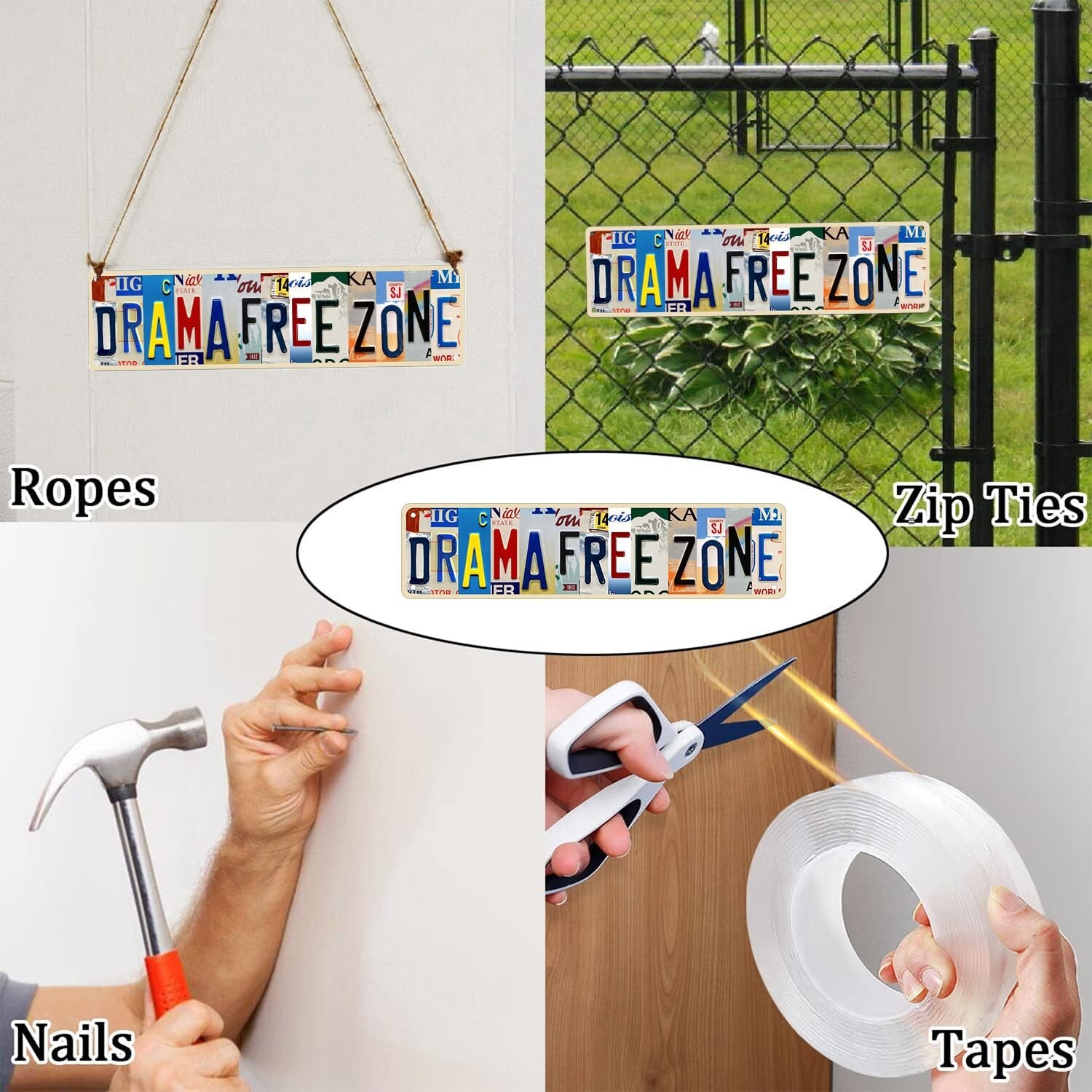 Drama Free Zone Aluminum Sign Street Funny Aluminum Sign Wall Decor for Bedro…
