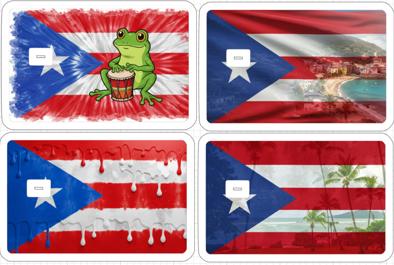 Puerto Rico Flag ATM Debit Credit Card Skin Sticker Latino Art USA America Frog