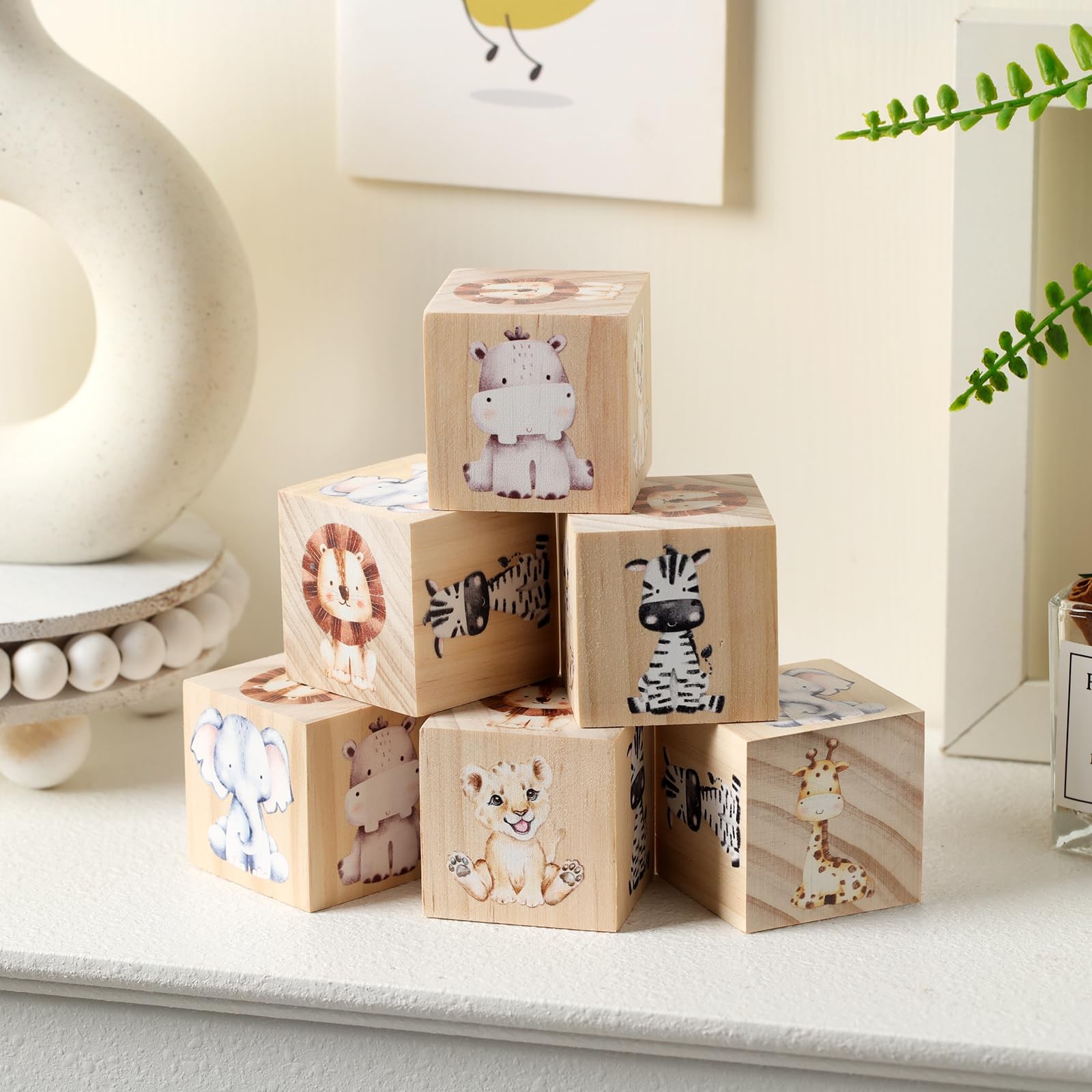 6 Pcs Nursery Decor for Girls and Boys Nursery Decor Watercolor Shelf Decorat…