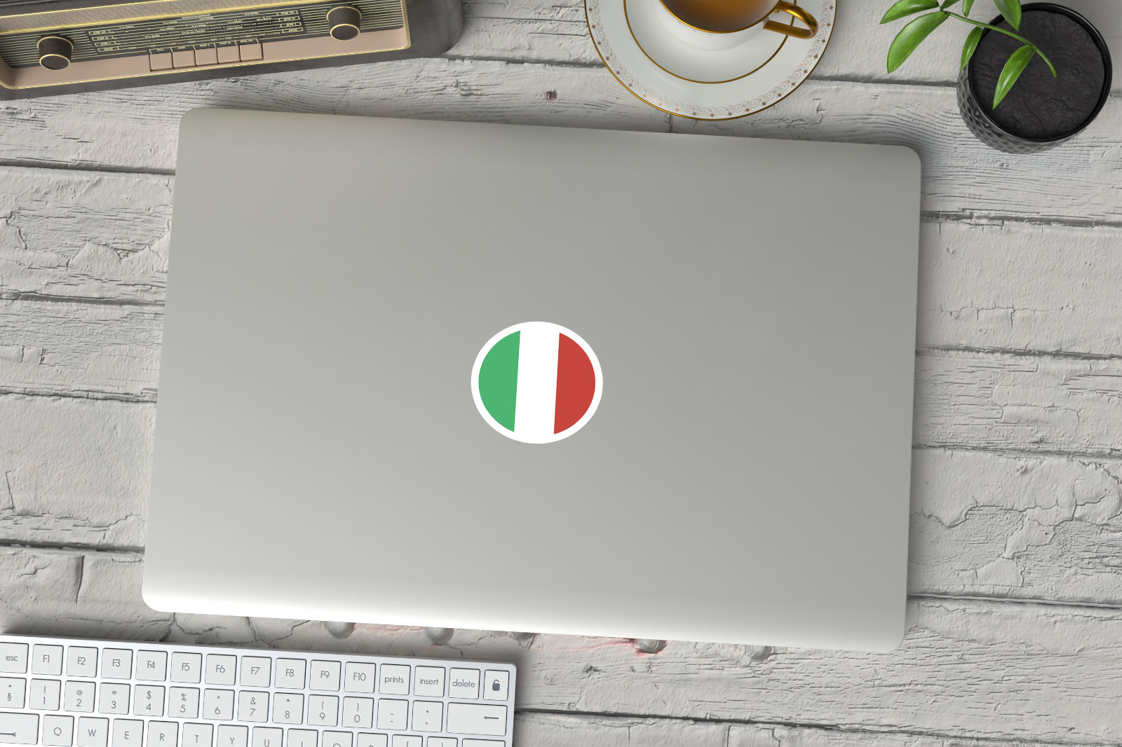 6- Pack Round Italian Flag Circular Stickers – Tricolor Italy Emblem Decals