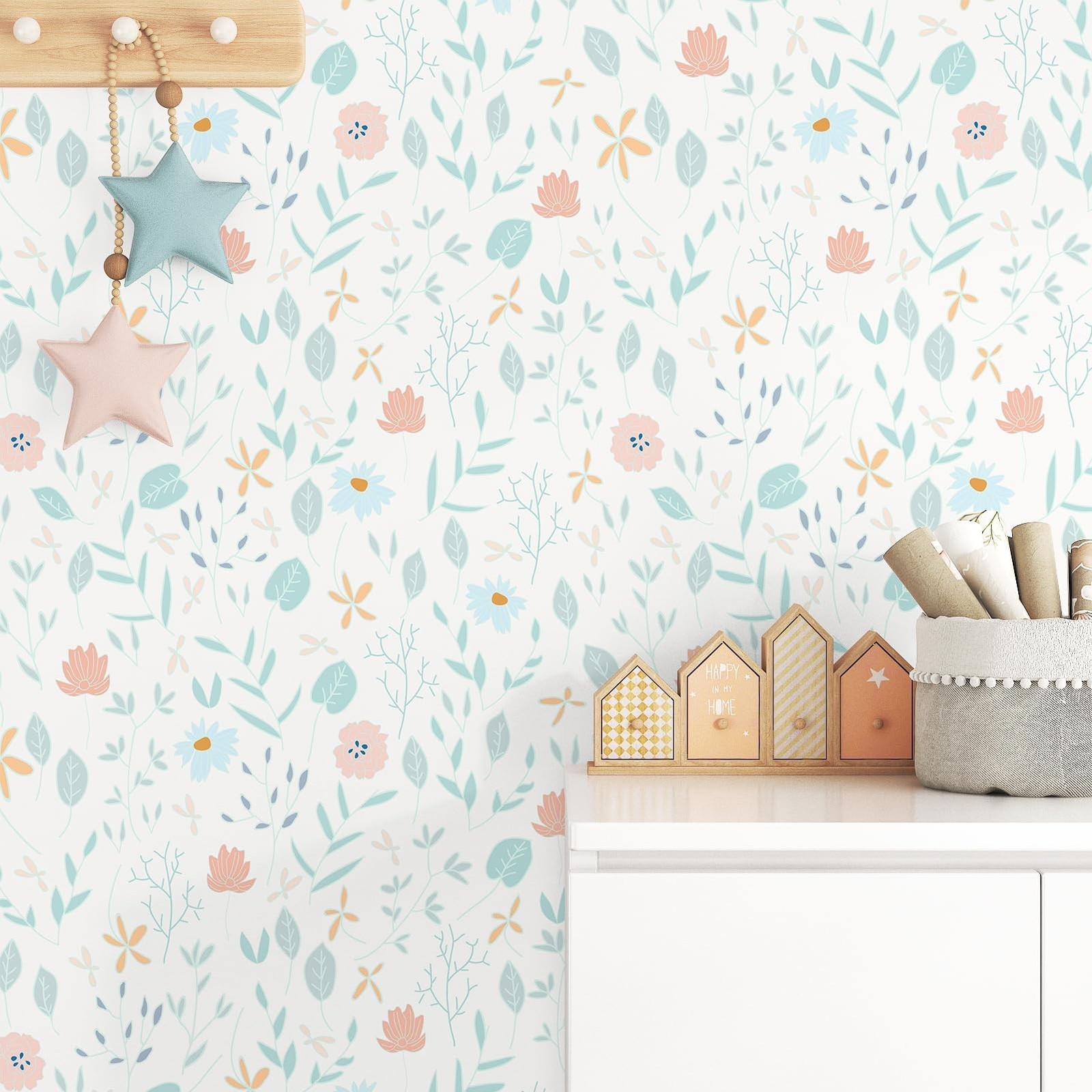 Neutral Pink Flower Wallpaper Peel and Stick Floral Wallpaper Nursery Kids Ro…