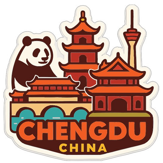 Chengdu China Sticker Decal Vinyl Die-Cut City Skyline Landmark Design