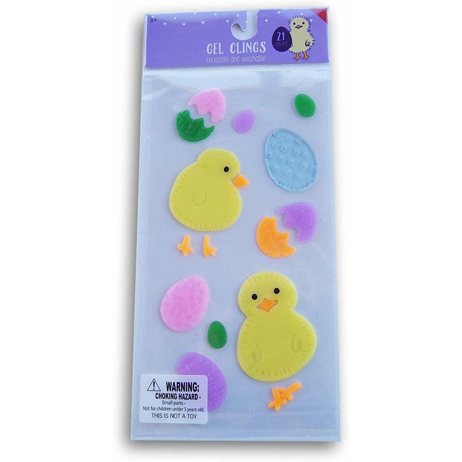 NEW Spring Happy Easter Chick Eggs CUTE Window Gel Clings Decorations 21 pcs!