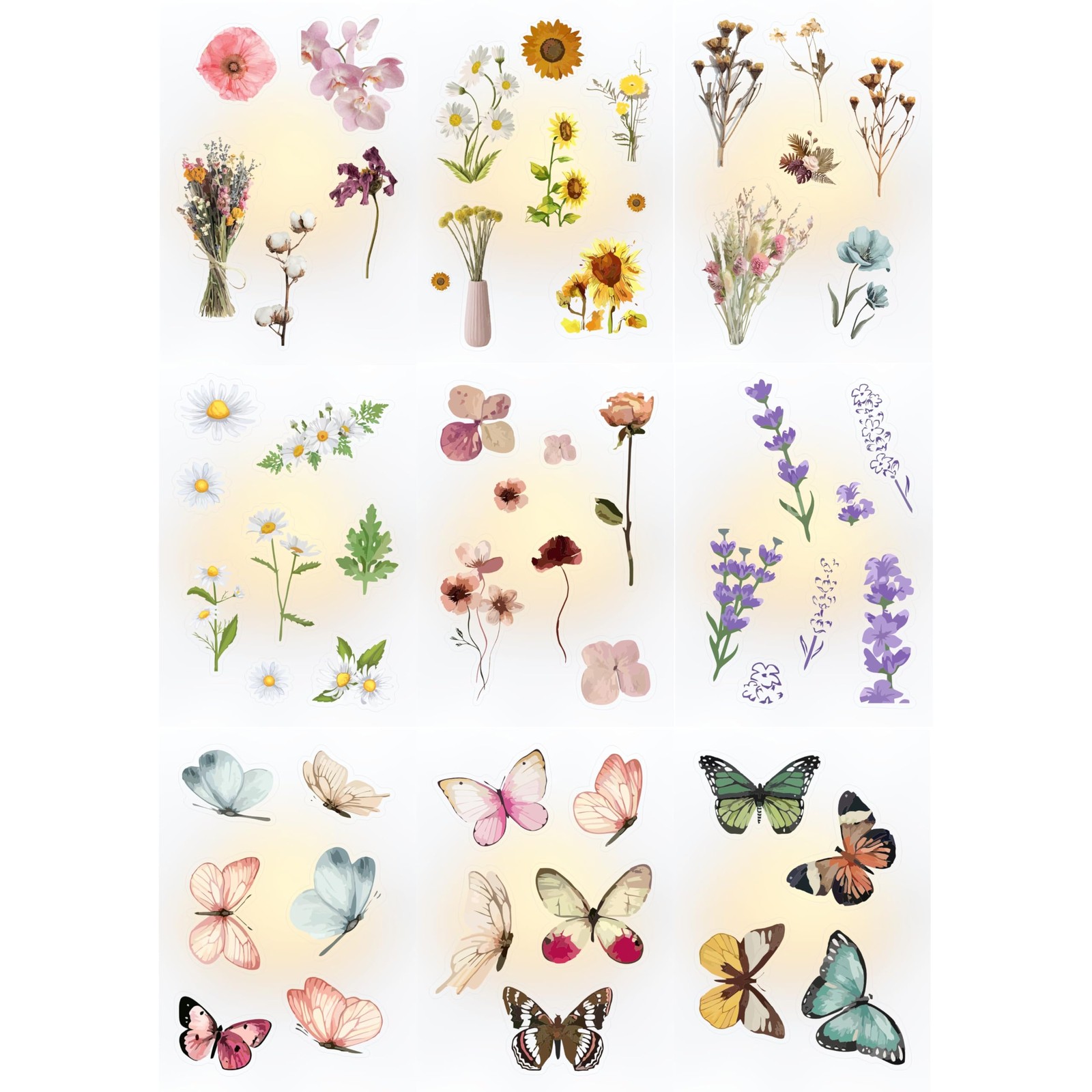 BulbaCraft Transparent Flower and Butterfly Stickers for
