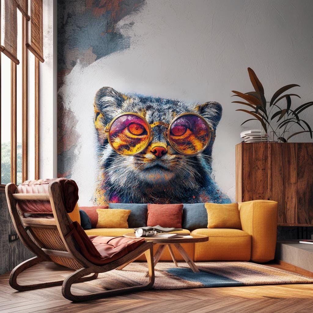 Manul Cat with Sunglasses | Pallas Cat Wall Decal