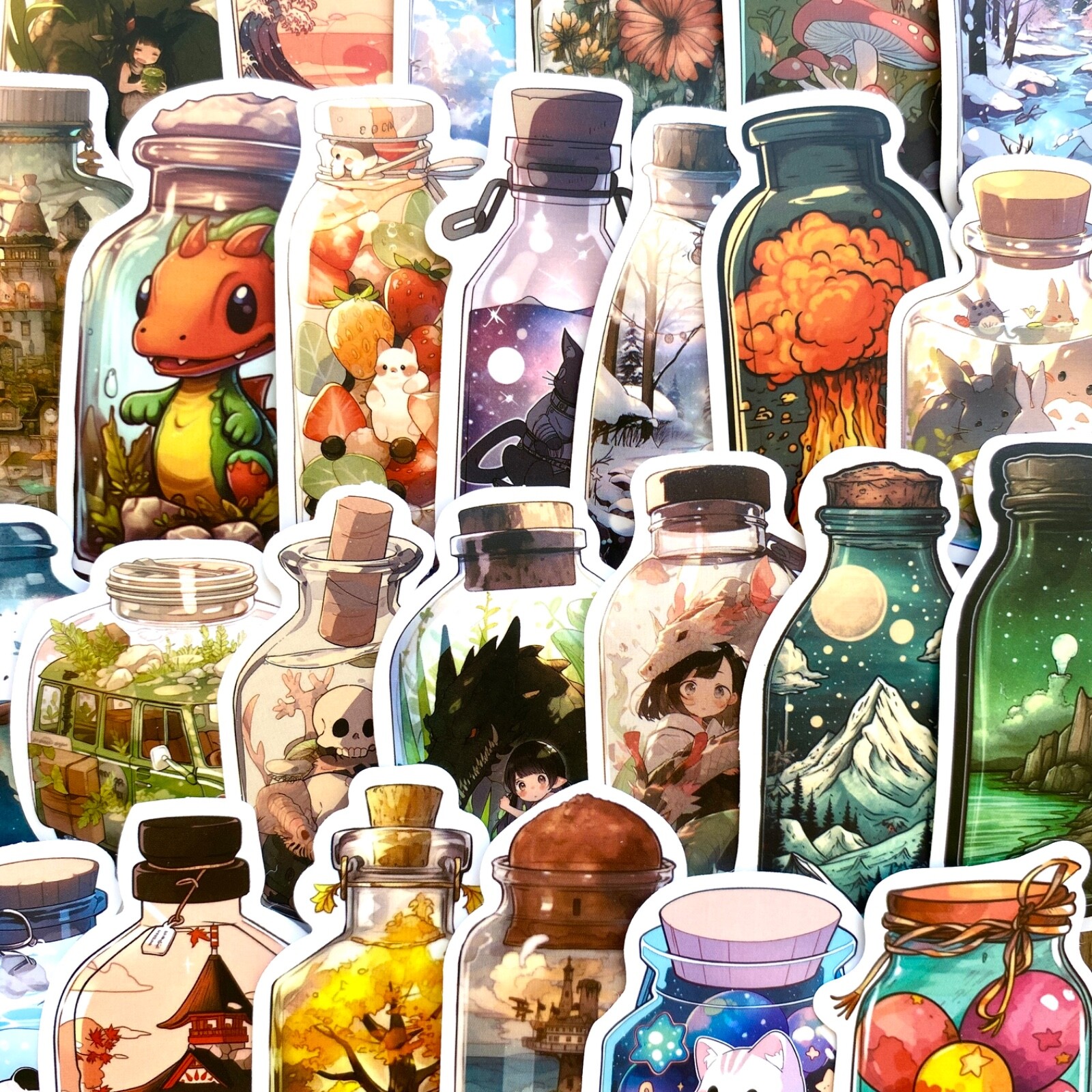 5-50 pcs Bottle Stickers, Aesthetic Laptop Phone Kindle Skateboard Car Decals
