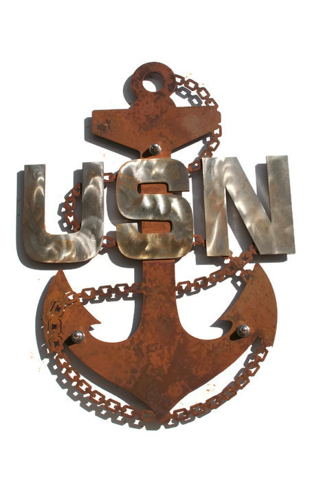 US Navy Chief Anchor Rustic Steel Wall Decor — 19" tall
