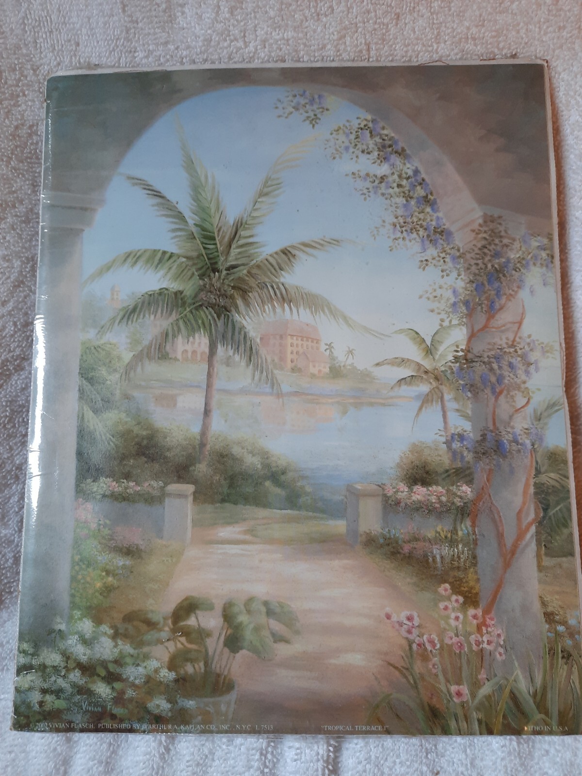 Vivian Flasch Print 2002 "Tropical Terrace 1" Home Decor. Art