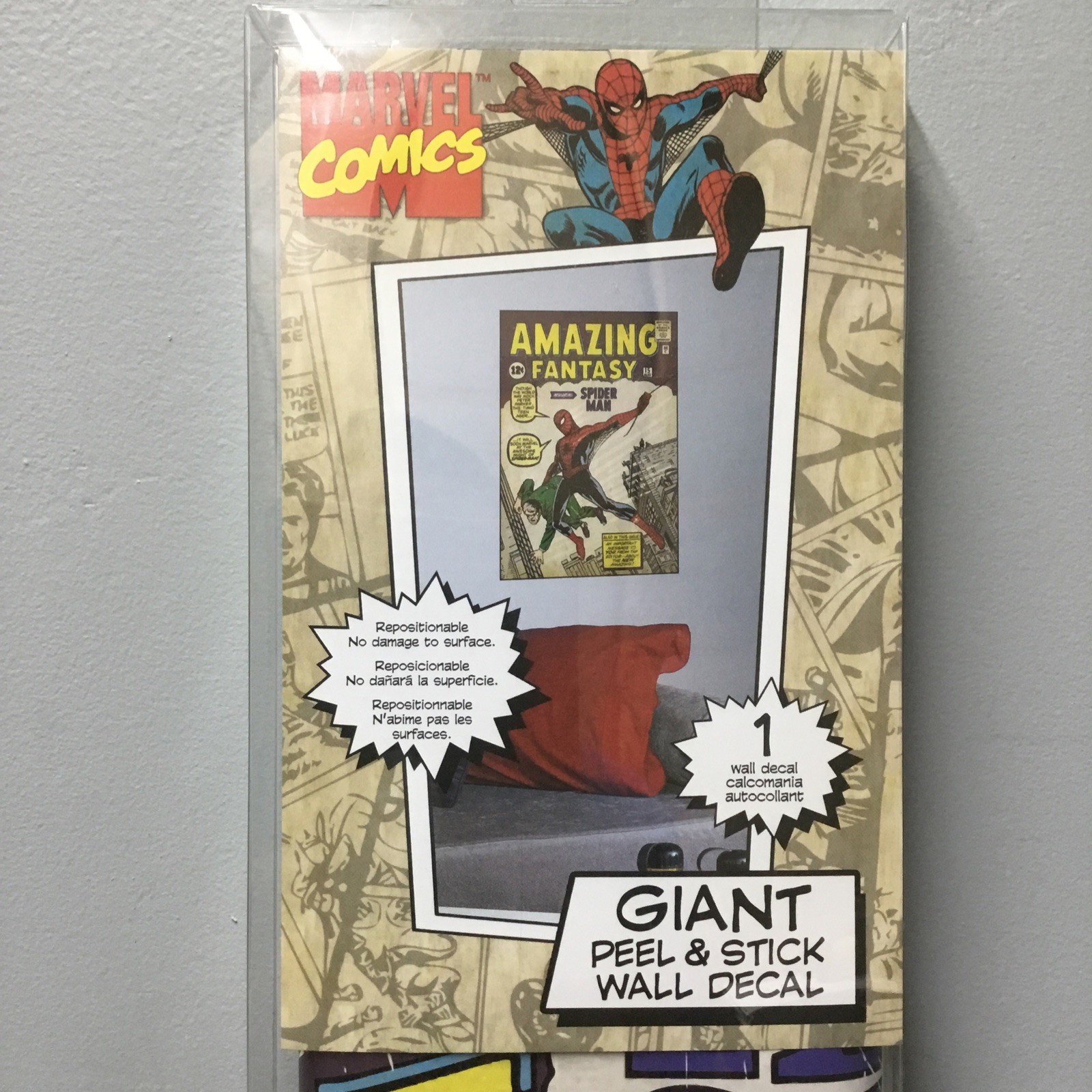 Marvel Comics Spider-Man Giant Peel & Stick Decal 17"x24" Amazing Fantasy Cover