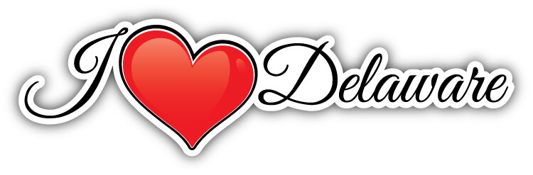 I Love Delaware USA Travel Slogan Car Bumper Sticker Decal