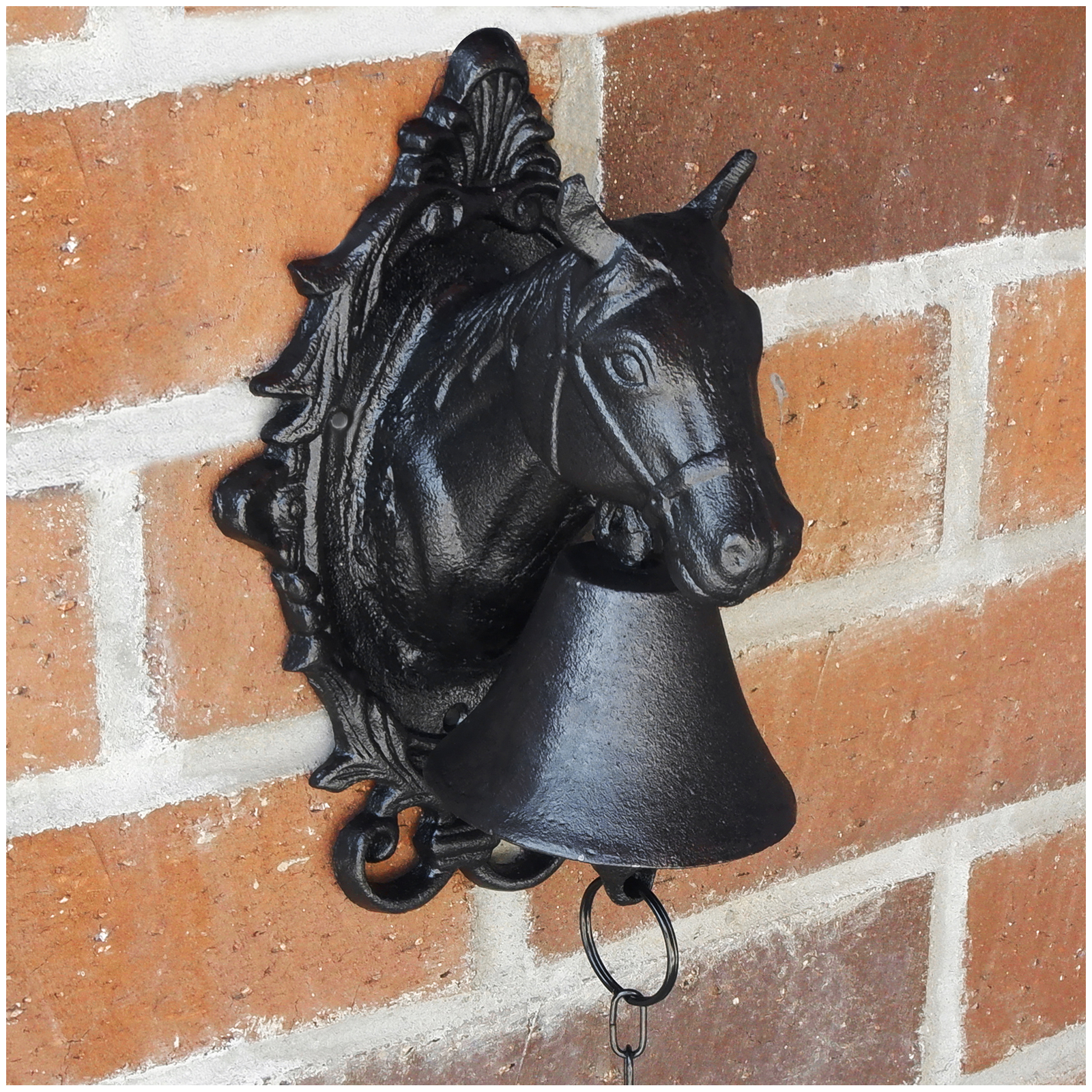 Horse Head Wall Hanging Mount Heavy Cast Solid Iron Handcrafted Antique Doorbell