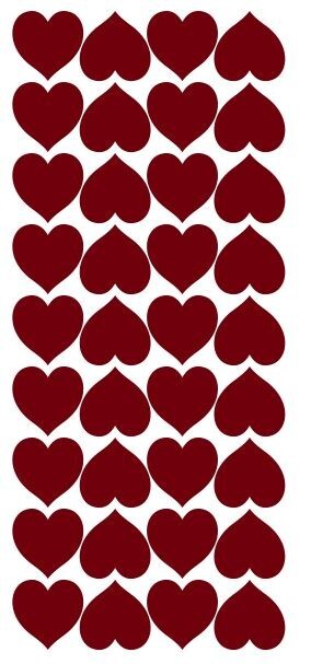 Burgundy Heart Hearts Stickers Sticker 1" DC20-312