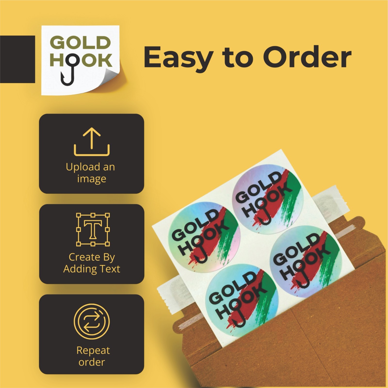 Custom Holographic Stickers, Personalized – Logo, Name, Text, 1.5-5 inch, Qty100