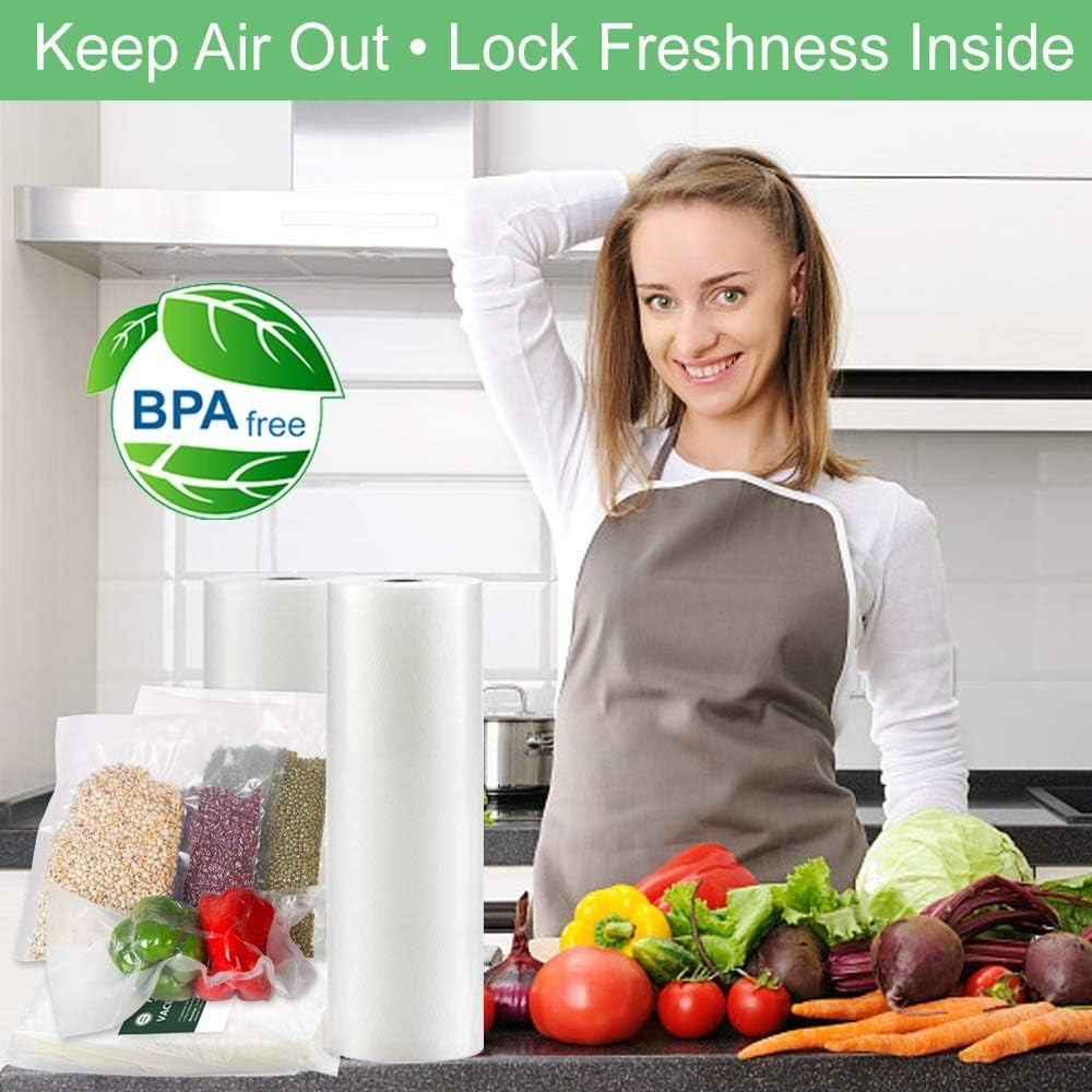 4Pack (Total 200Feet) 11×50 Rolls Vacuum Sealer Bags Rolls with BPA Free,Heavy