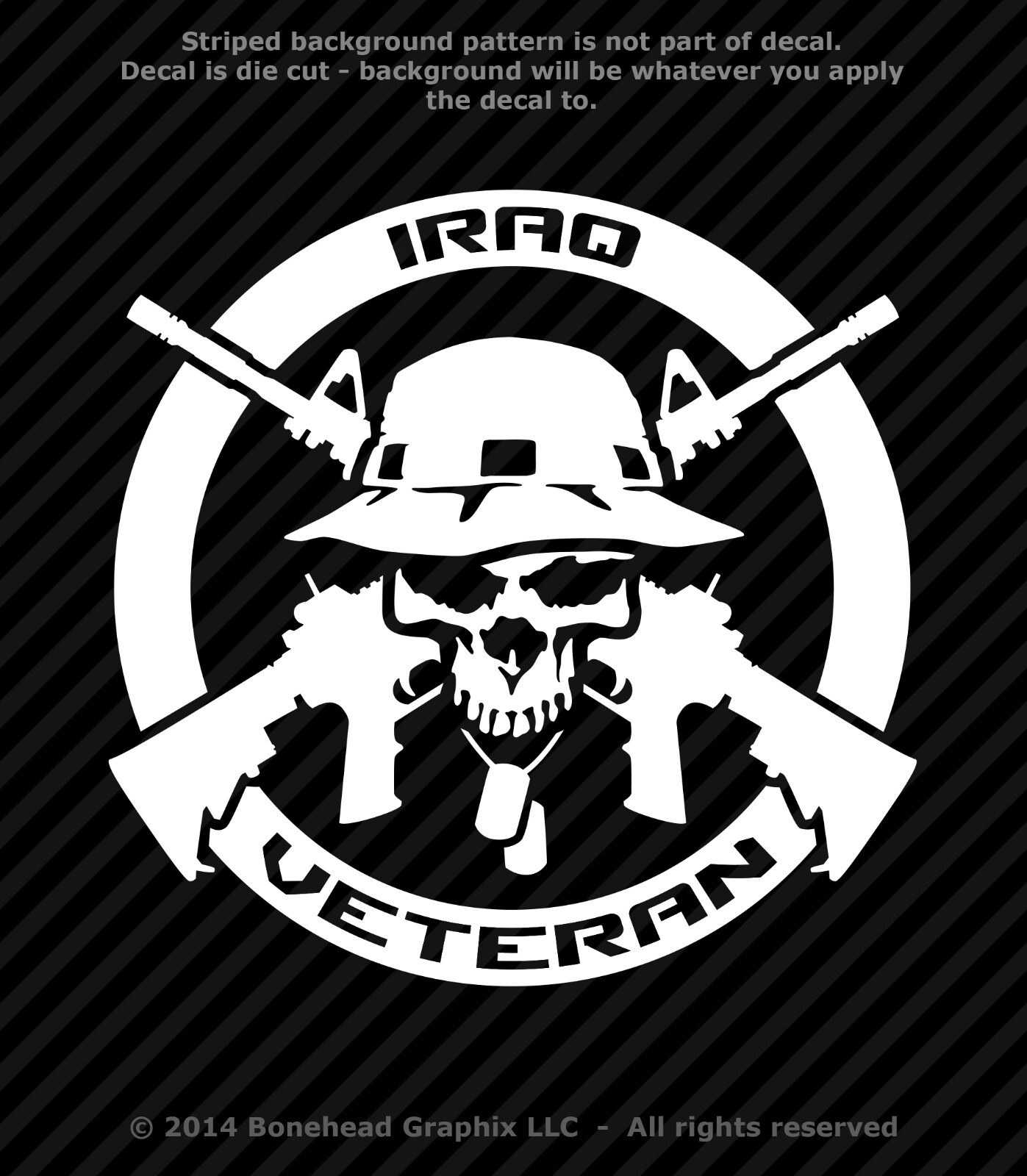 Iraq Veteran Logo XS-M Skull Combat Military Vet Vinyl Decal Window Sticker