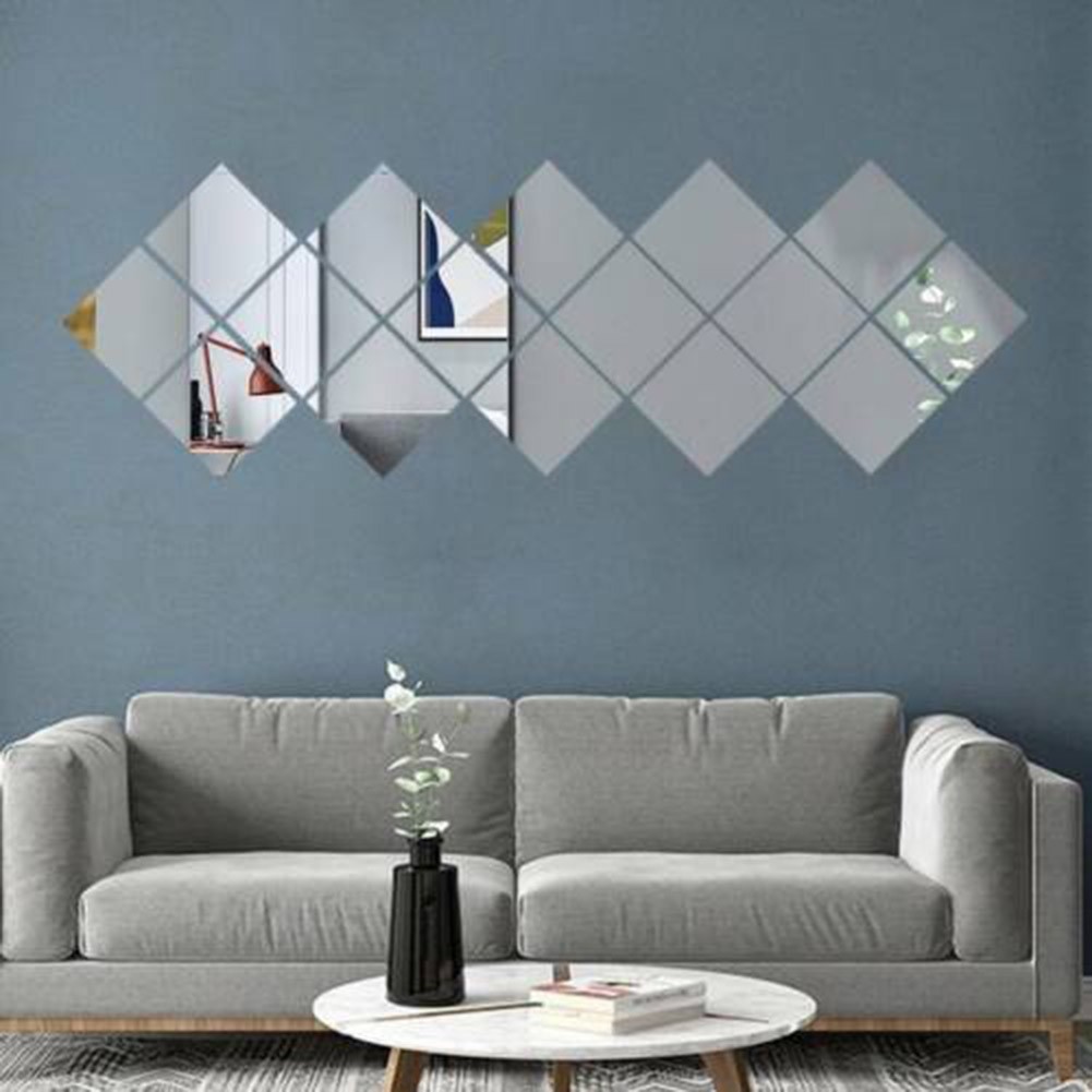 Mirror Stickers Decals Wall 15CM Bath Bathroom Decor Glass Home Mosaic Set